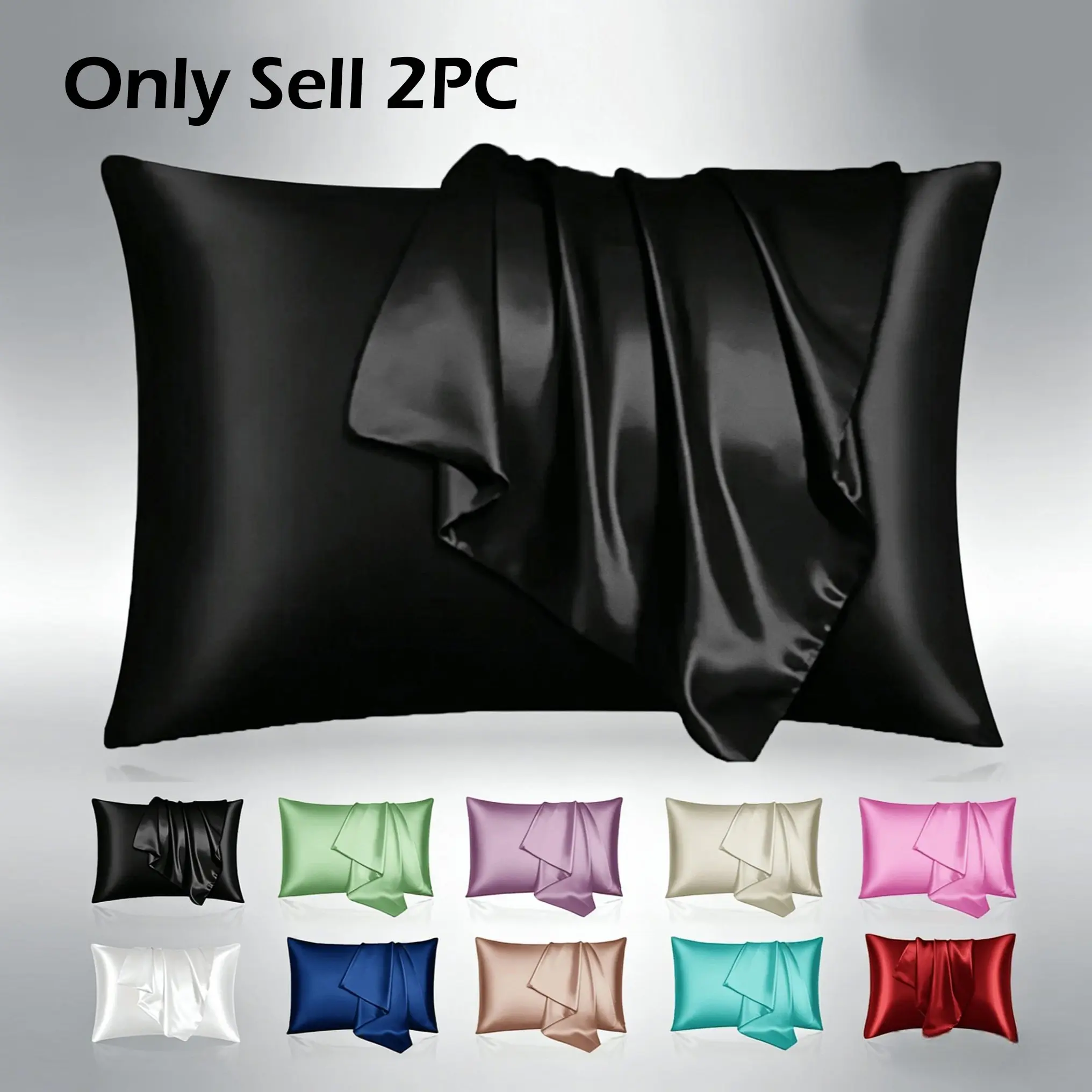 Luxurious Satin Pillowcase,2Pcs No Insert, Simple Solid Color, Soft Breathable, Silky Soft Bedding, Envelope Closure, Ideal for Hair and Skin Protection, Perfect Home Decor, Bed Linens