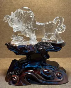 Natural Clear Crystal Ox Ornament