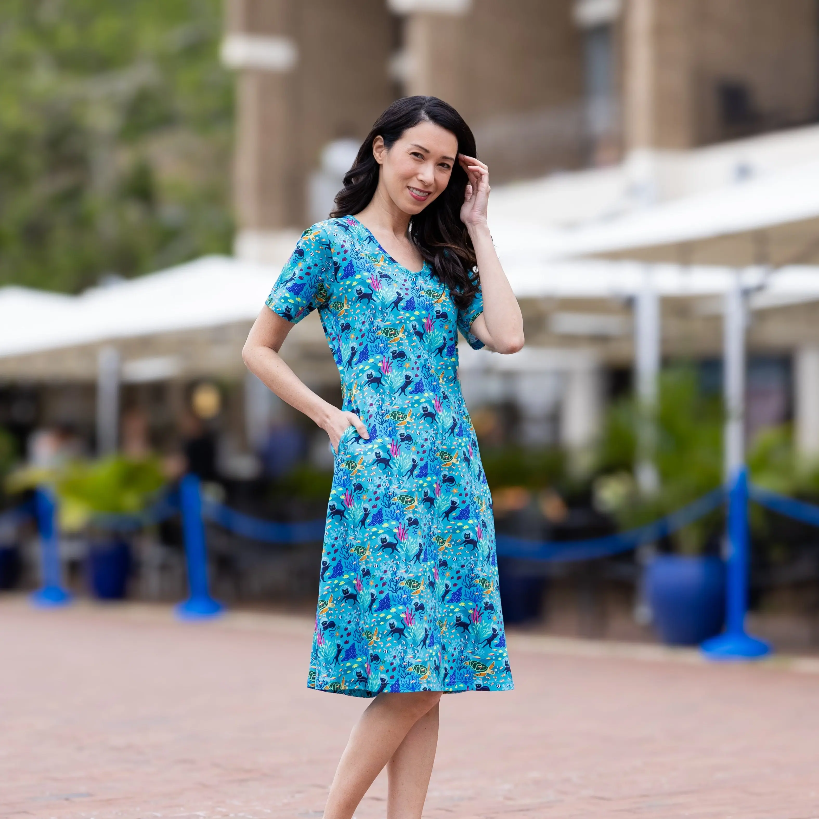 Seabed Exploration A-Line Dress with Pockets