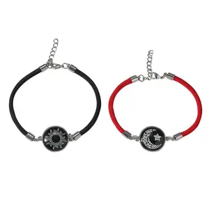 Unisex 2-Piece Star Moon Sun Shiny Stackable Matching Bracelets Set, Trendy Fashionable Accessories, Couple Costume Jewelry Stack Bangles