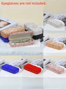 Car Sunglasses Holder Rhinestone Eyeglass Case, Portable Vehicle Interior Organizer for Men & Women, Universal Fit Sun Glasses Clip with Diamond Bling, Car Visor Accessory (Black)