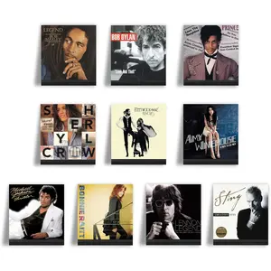 Ilyapa Wood Vinyl Record Shelf Wall Mount, 10 Pack - Black Record Album Holder Display Your LP Ilyapa