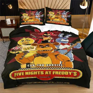 Five Nights At Freddy's Pattern Duvet Cover Set, Soft And Durable Bedding Set, Contains 1 Duvet Cover And 1 Or 2 Pillowcases, Suitable For Children And Adults Daily Holiday Birthday Gifts Bedroom Decorations