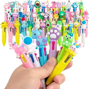 Multicolor Pen in One - 42-Pack Cute Pens for Kids with Animal Toppers - Fun Party Favors & School Supplies - Smudge-Free Ink for Creative Writing Art Markers
