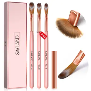 SAVILAND 3PCS Acrylic Nail Brush Set - Size 8/10/14 Acrylic Nail Brushes for Acrylic Application, Pink Handle Professional Acrylic Powder Brushes for Nails Extension & 3D Nail Carving Nail Art Nail Care
