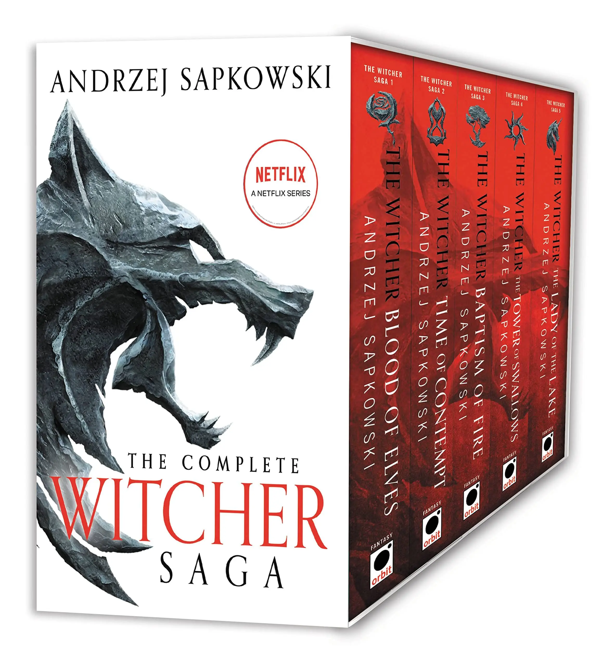 The Witcher Boxed Set: Blood of Elves, the Time of Contempt, Baptism of Fire, the Tower of Swallows, the Lady of the Lake -- Andrzej Sapkowski - Paperback