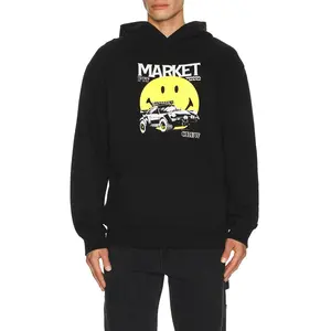 Market Smiley All Four Hoodie in Pirate Black