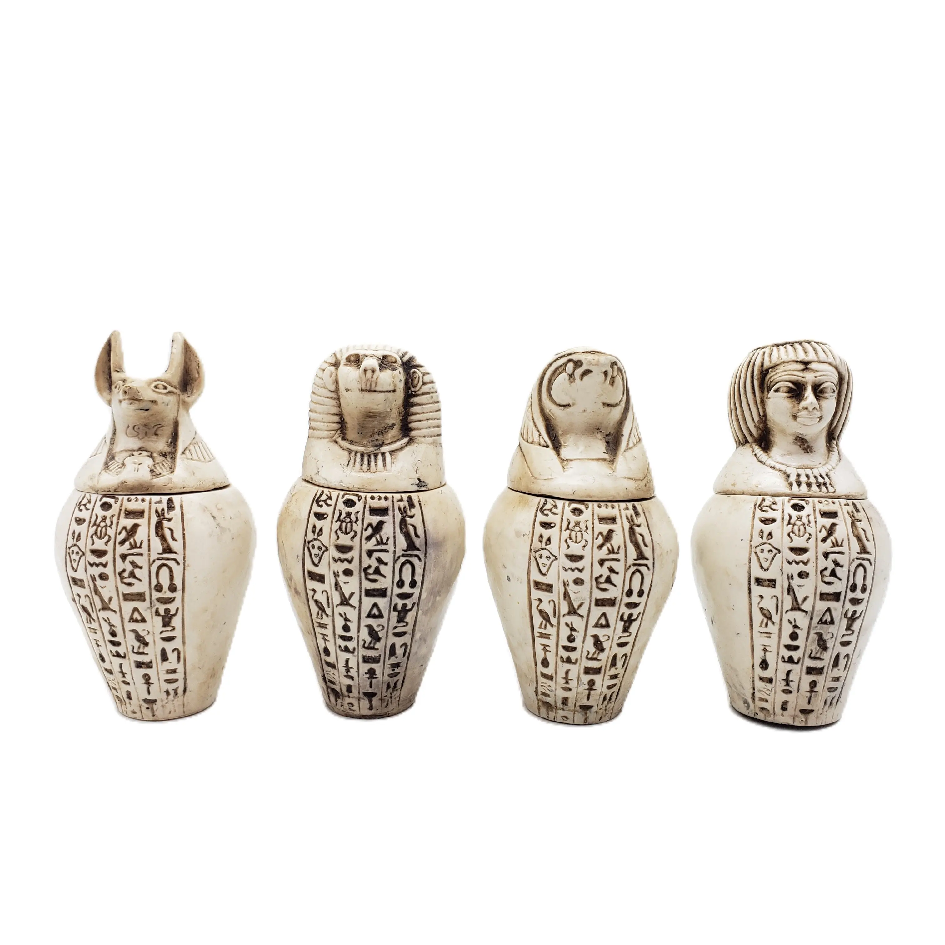 Egyptian Canopic Jar Set of 4 - White - Made in Egypt