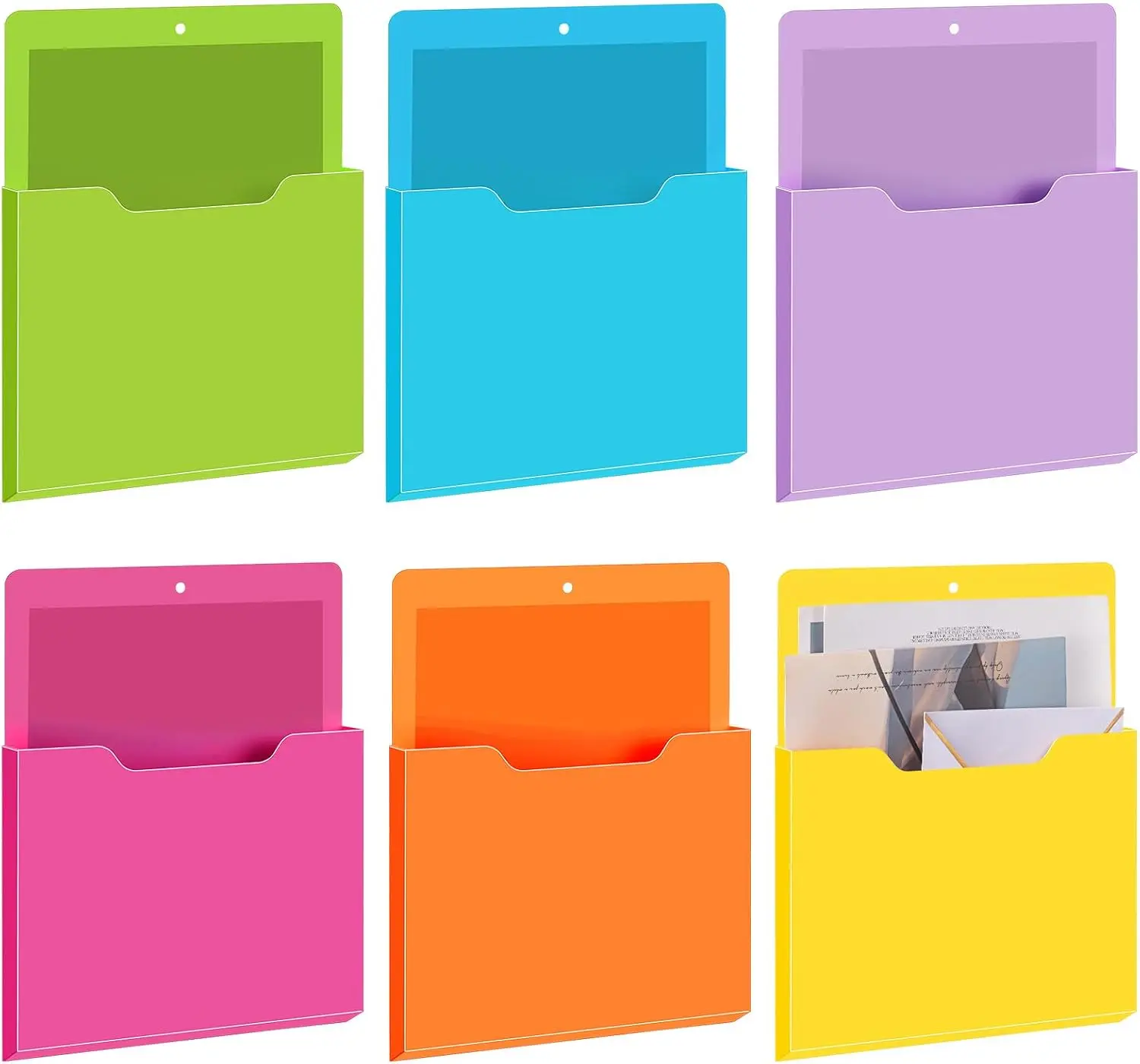 Magnetic File Folder 2/6/8 Pcs Magnetic File Organizer for Classroom Wall Mounted Storage Refrigerator Magazine Mail Letter and Paper Holder for Teacher Organization School Whiteboard Office Classroom Supplies Classroom Must Haves