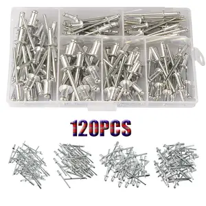 120pcs M3.2 M4 Aluminum Open End Blind Rivets Boxed Pop Rivets for Metal