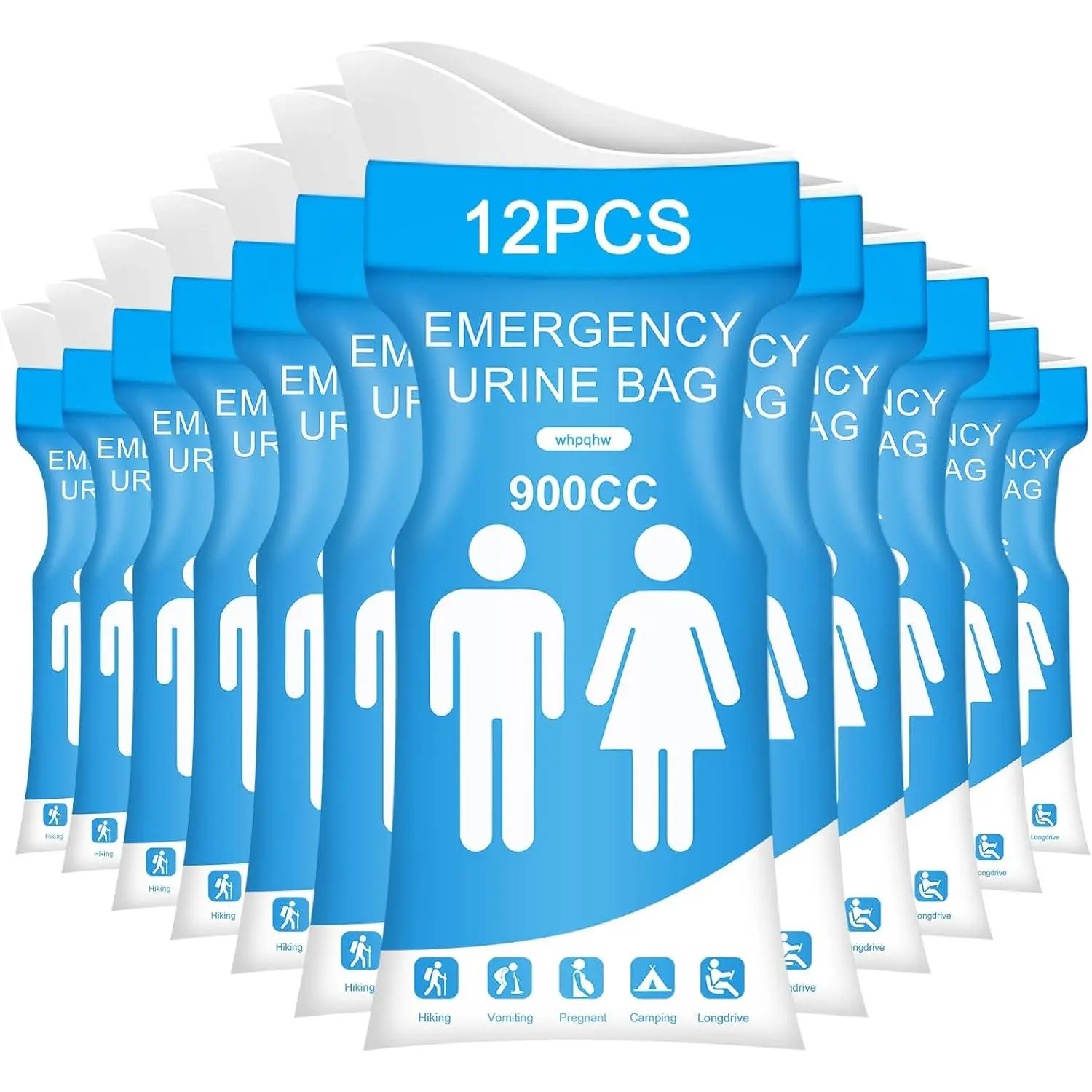 12 PCS Disposable Urine Bags,900ML Pee Bags for Travel for Women and Men, Portable Emergency Urine Bag with Leakproof Seal for Road Trips, Camping, Hiking, Traffic Jams,Pregnant, Patients Yifanyou Sports