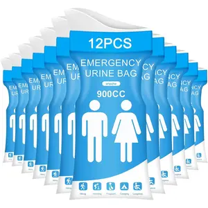 12 PCS Disposable Urine Bags,900ML Pee Bags for Travel for Women and Men, Portable Emergency Urine Bag with Leakproof Seal for Road Trips, Camping, Hiking, Traffic Jams,Pregnant, Patients