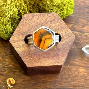 Handmade Sterling Silver Amber Ring Size 8 | Genuine Baltic Amber Gemstone Ring | Honey Amber Statement Ring | Boho Chic Silver Jewelry Gift