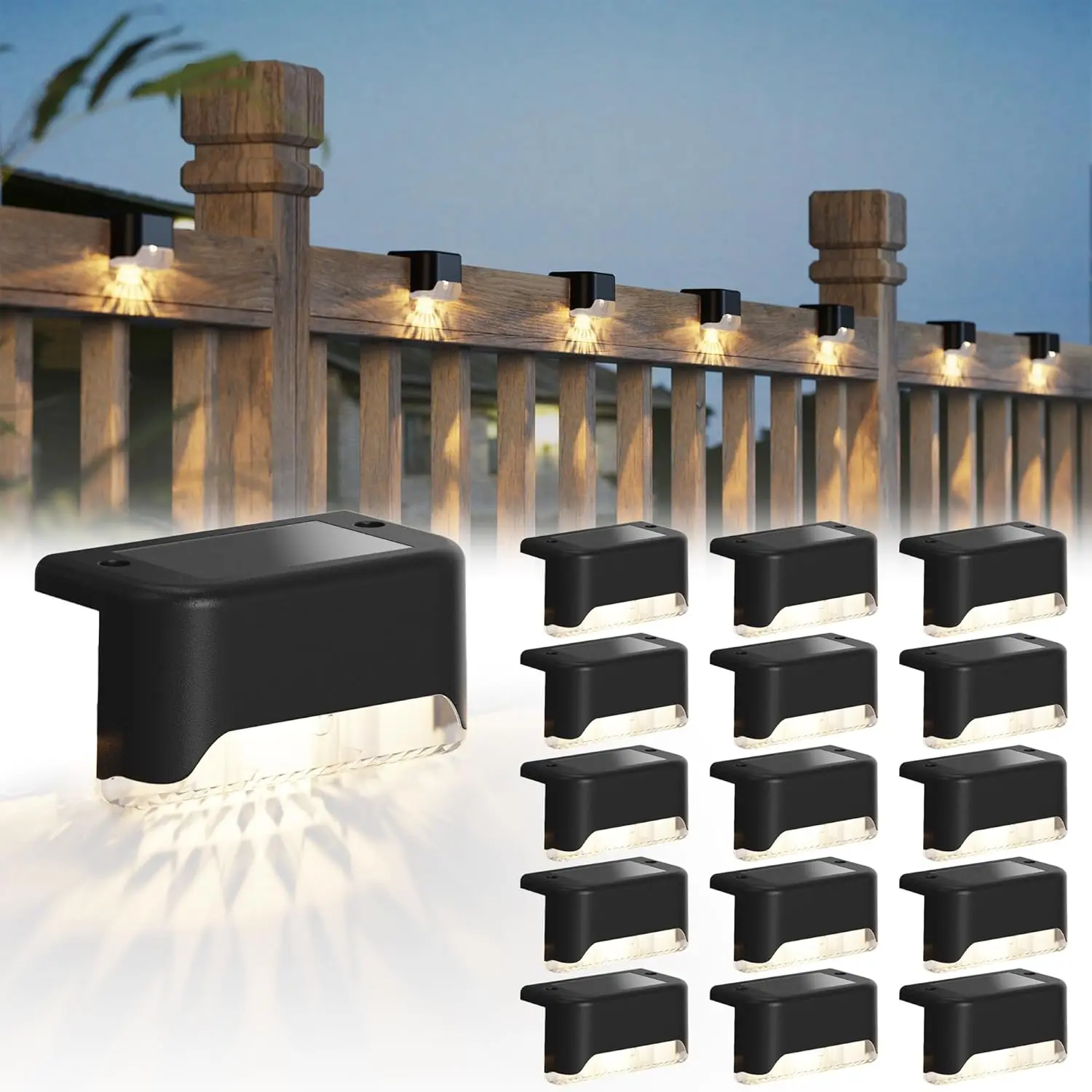 Solar Deck Lights Solar Pool Lights Waterproof Led outdoor Decorations Solar Step Lights for Outdoor Stairs,Fence,Patio,Yard，Step Garden and Pathway