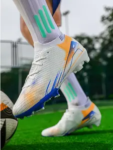 1 Pair Professional Football Boots - Gameng Leather Upper, Long Stud TPU/Short Stud Rubber Outsole, Multi-color with Cushioning, Non-slip & Strong Grip, For Football Sports & Trendy Wear, Lightweight & Comfortable