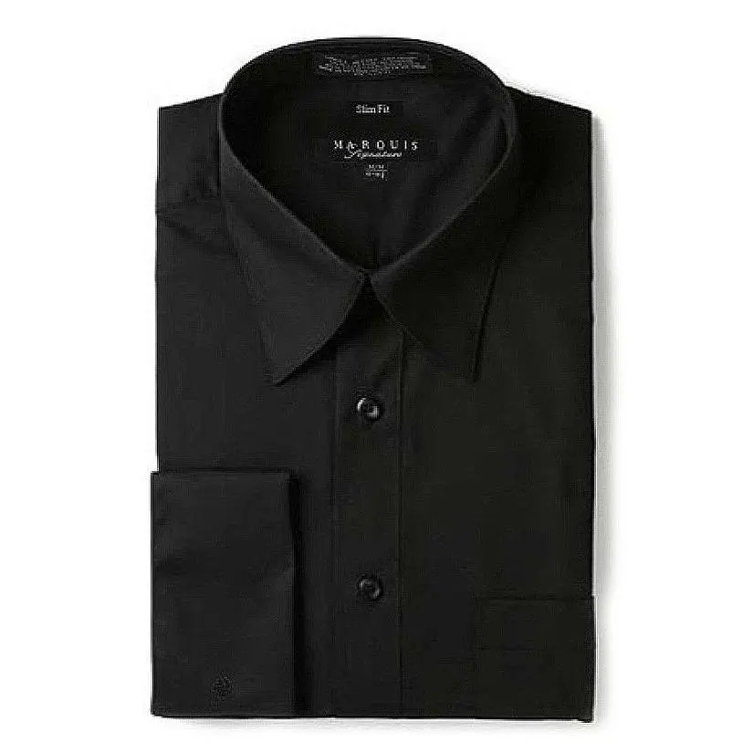 Marquis 009F Dress Shirt Regular Fit French Cuff Black - TikTok Shop