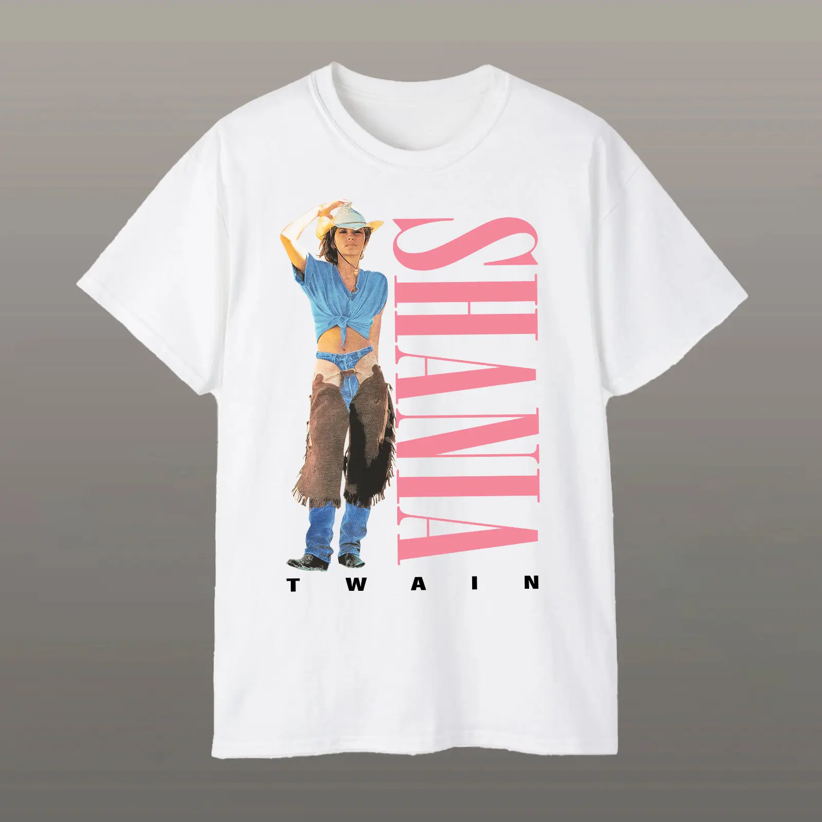 Shania Twain Any Man Of Mine Pink Lettering Graphic T-Shirt – Country Pop Legend Tee