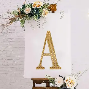 Decorative Rhinestone Alphabet "A" Letter Stickers 8", Gold Glitter Adhesive Craft Letters - DIY Sparkle Embellishments