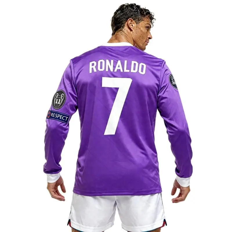 1617  Away  Purple Long Sleeve NO.7 Ronaldo Soccer Jersey
