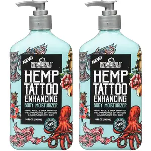 Tattoo Enhancing Hemp Body Moisturizing Lotion, 18 Fl Oz (2 Pack) – Deep Hydration with Shea Butter, Coconut Oil & Aloe Vera, Brightens & Revives Tattoos for Dry Skin Care