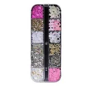 95Pcs 3D Y2K Nail Accessories Set, Rhinestone Pearl Diamond Charms, Includes 20Pcs Thick Butterfly, Bow, Heart & 3D Flower Nails, Perfect For Home DIY Nail Manicure Supplies, Nail Gems