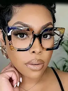 Simple Summer 2024 New Trendy Eyeglasses for Everyday Use, Matching Casual Large Size Cat Eye Frame Fashion Stylish Glasses, Travel Fashion Accessories for Women and Men
