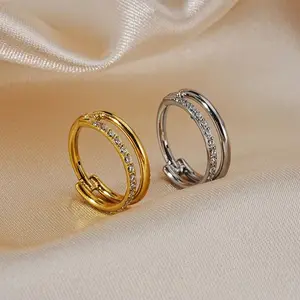 Titanium Double nose ring With Rhinestones Seamless Hoop Earrings & Nose Hoop Hypoallergenic Ear Cartilage & Nose Piercing Jewelry