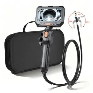 VEVOR 2-Way Dual-Lens Articulating Endoscope with Light, 1080P HD Industrial Borescope Inspection Camera with 0.24-inch Slim Articulated Probe, Rigid Snake Scope Cam for Wall Automotive Inspect-4.9FT