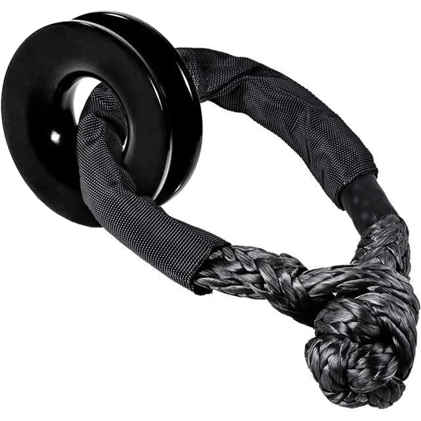 41000 lb Winch Snatch Recovery Ring - Heavy Duty Synthetic Rope Soft Shackle, Black Ring for Off-Road 4x4 Truck, Camping/Boat/Marine Ramsey Vehicle Recovery Accessories