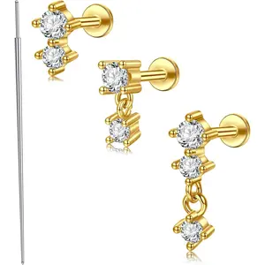 20g 18g 16g Tragus   Cartilage Tragus Earrings for Women Flat  Nose Stud Internally Threaded Earrings Forward Helix   Threadless Taper Insertion Changing Tool