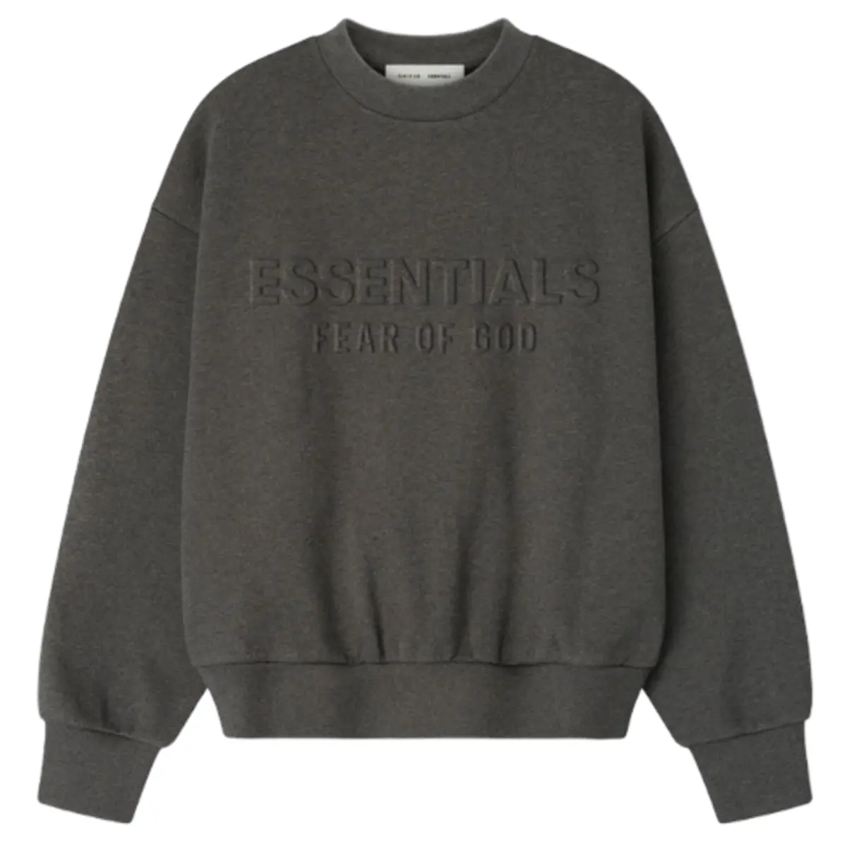 Fear of God Essentials Embossed Classic Crewneck Sweatshirt Charcoal Heather Men's Fashion Tops New