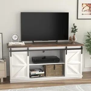 FURMAX Modern Farmhouse Barn Door TV Stand for TVs up to 65"