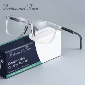 Protagonist Aura Durable Men's Presbyopic Glasses No Pressure Nose Pad, Black Red Sports Frame, All Day Comfortable Wear