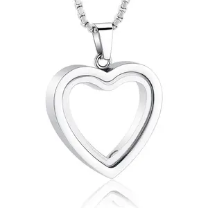 Glass Cremation Necklace for Ashes Heart Memorial Lockets for Ashes Stainless Steel Keepsake Urn Ashes Pendants