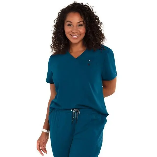 Ready to Work  Top by KOI XXS-5X /  Caribbean Blue