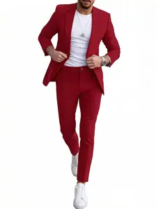 Men's Solid Color Business Suit Set Slim Fit Blazer & Pants Formal Dress for All Seasons Going Out Outfit Banquet Classic Groom Groomsman Menswear Long Sleeve office wear weddingsuits men nonstretch fabric