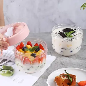 3-Piece Large Capacity Salad Oatmeal Cups with Knife Fork Lid, Portable Sealed Breakfast Yoghurt Cereal Jar, Dalgona Milk Cup Set
