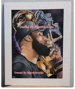 The Original LeBron James 4 Championship Rings Drawing 17"× 13"
