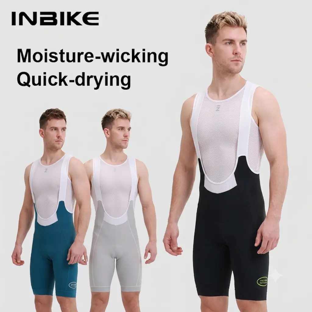 INBIKE Men's Cycling Bib Shorts with Pocket,3D Padded Breathable Bike Bib | UV Protection,Breathable Mesh Fabric,Stretchy Back Strap,Anti-Slip Design Road Riding,Mountain Biking