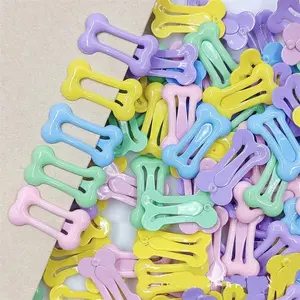 Fashion Cute Hair Clips for Dogs Multicolor Barrettes Small Bone Snap Hair Clips for Dog Cat Pet Grooming Bows Hair Accessories