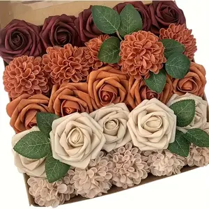 25 Artificial Roses with Lifelike Stems, Decorative, Perfect for Wedding Bouquets, Baby Showers, Flower Arrangements, Table Decor, Home Decoration