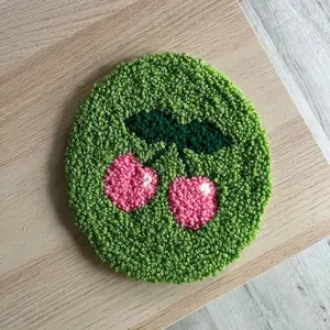 Cherry Punch Needle Tabletop Rug