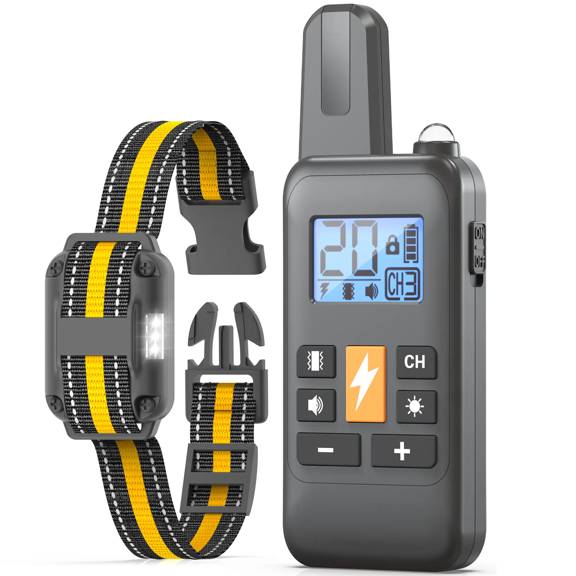 Heaflex Detachable Nylon Dog Training Aid Collar - 10-70cm Adjustable Length, 3300ft Extended Range Control, IPX7 Waterproof, 3.7V Rechargeable Lithium Battery (300mAh), 4 Modes (Vibration, Light, Safety Lock Mode) for 8-120 lbs Dogs, Outdoor Camping