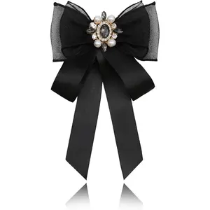Rhinestone Womens Bow Ties, Ribbon Bow Tie for Women with  Pre-tied Womens Bowtie for Concert Party Prom