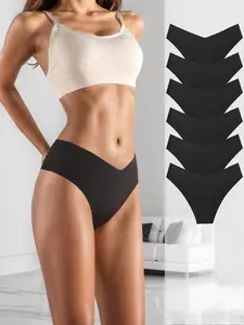 Women's Solid Color / Leopard Print High Cut Brief, Seamless Medium Fit Comfortable Breathable Nylon Panty for Everyday Wear, Ladies Basic Underwear for All Seasons, Lingerie, Womenswear, Soft Comfy Brief, Soft Breathable Panties