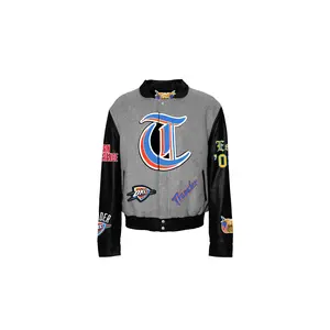 Oklahoma City Thunder Wool & Leather Old English Varsity Jacket "Gray" NBA OKL THU 103