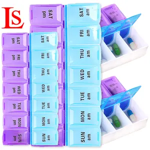 Weekly Pill Box 7 Days Foldable Travel Medicine Holder 14 Grid Tablet Storage Case Pill Dispenser Organizer Personal Health Care Healthcare Aid
