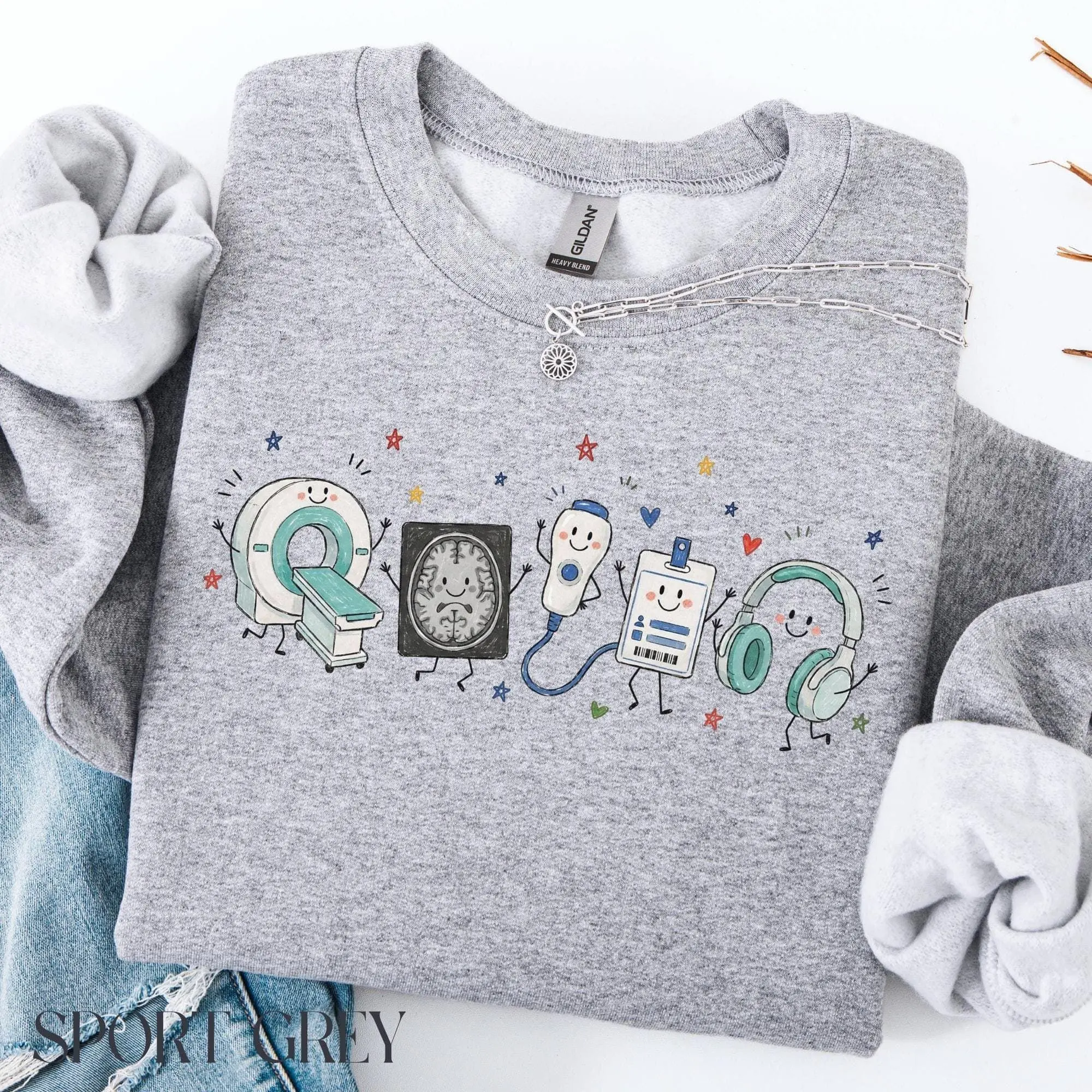 MRI Tech T-Shirt & Sweatshirt - Rad Tech Gift, Doodle Mri Technologist Sweater, Radiologic Gifts, Magnetic Resonance Crewneck