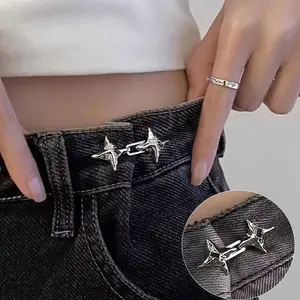 Adjustable Jeans Waist Buckles, 2 Pairs Detachable Elastic Clips, DIY Sewing Accessories, No-Sew Jean Waist Tightening Buckles
