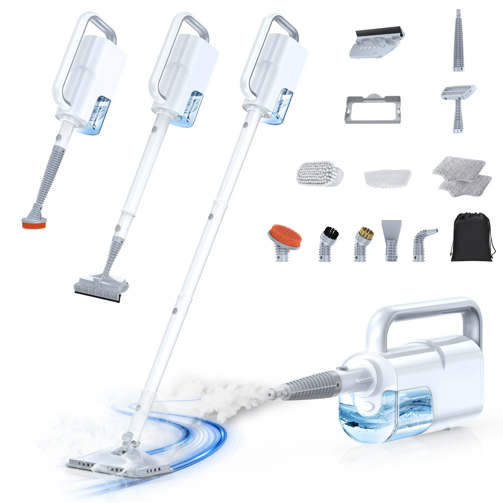 10-in-1 Multi Surface Steam Mop Steamer, Sanitizing Household Mop & Handheld Cleaner, 350ml Tank, 10s Fast Heat, 248°F Steam, Chemical-Free, Pet & Family Safe sohochic
